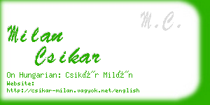 milan csikar business card